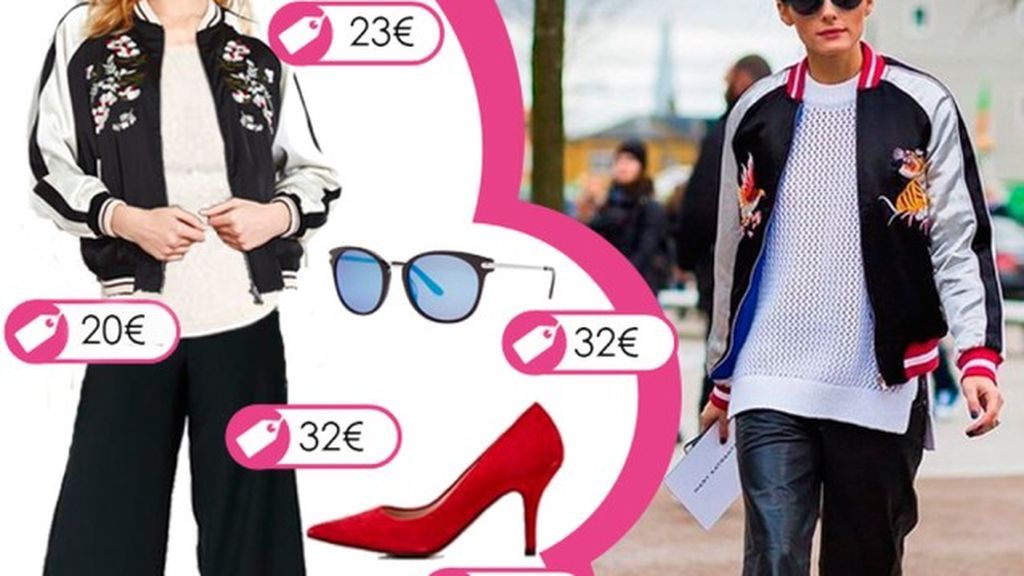 Consigue el look de Olivia Palermo con bomber bordada y pantalón culotte