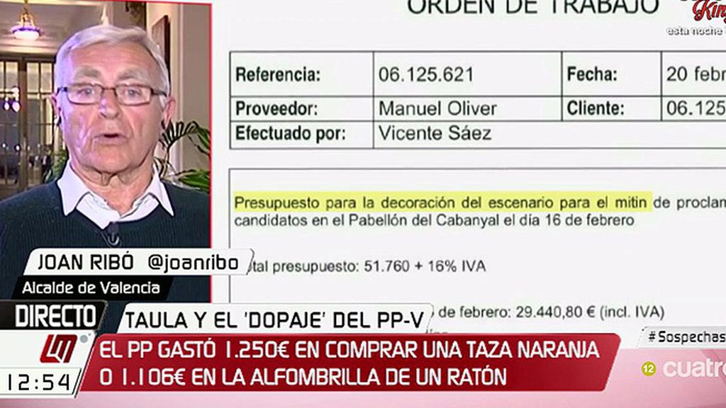 Joan Ribó, sobre el PP en Valencia: "No es lo mismo concurrir a elecciones gastando 100.000€ que 3 millones"