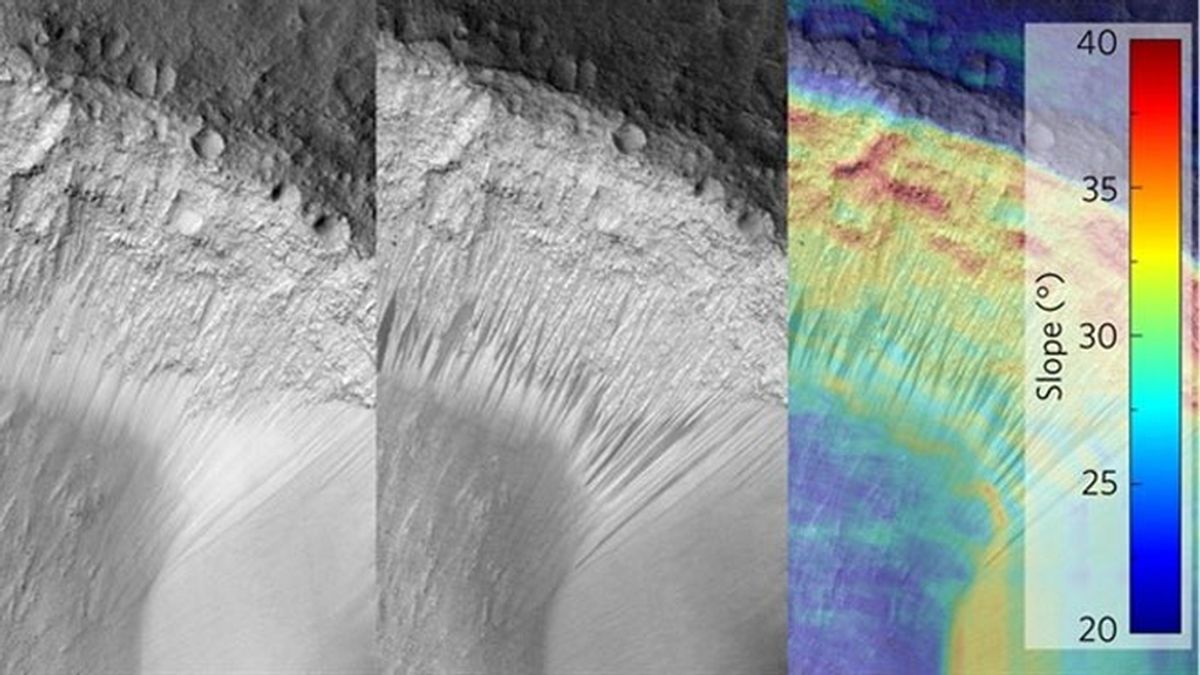 Una ilusión óptica hace ver salmuera en movimiento en Marte