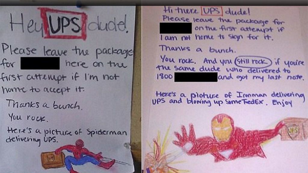 Diez mensajes para el repartidor con los que te partirás de risa