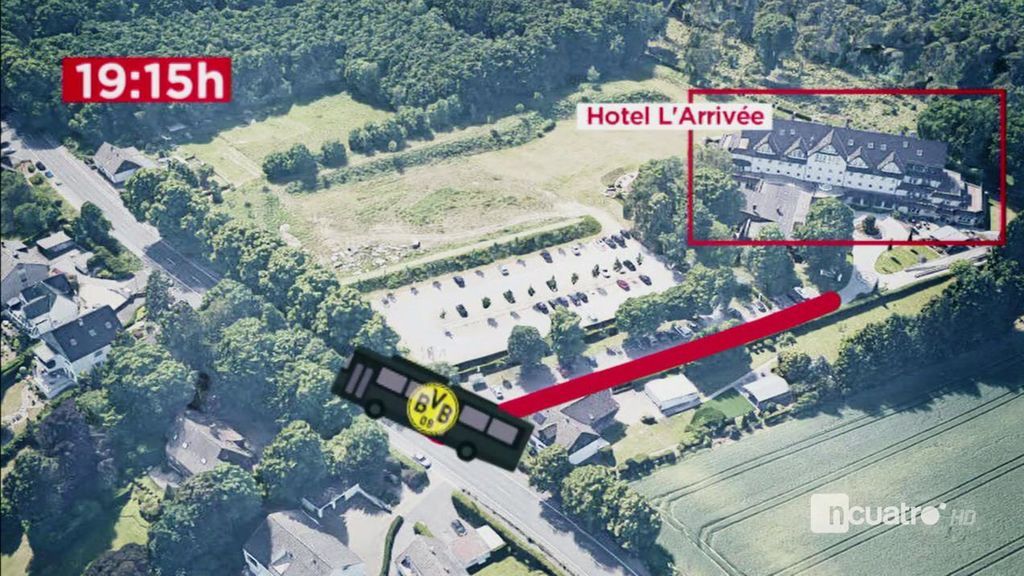 Paso a paso, el recorrido del autobús del Borussia Dortmund desde el hotel hasta el lugar de las explosiones
