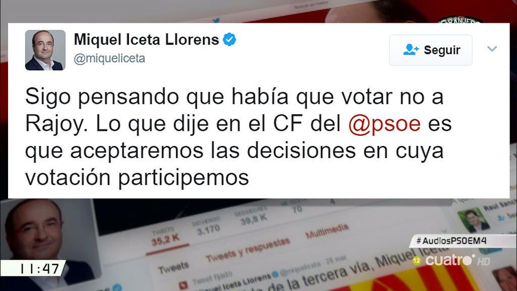 Iceta matiza: "Sigo pensando que había que votar no a Rajoy"