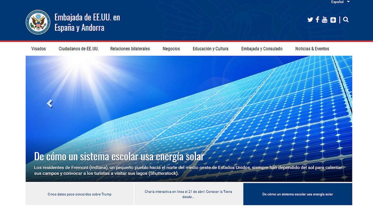 Las renovables, protagonistas de la nueva web de la embajada de EEUU en España