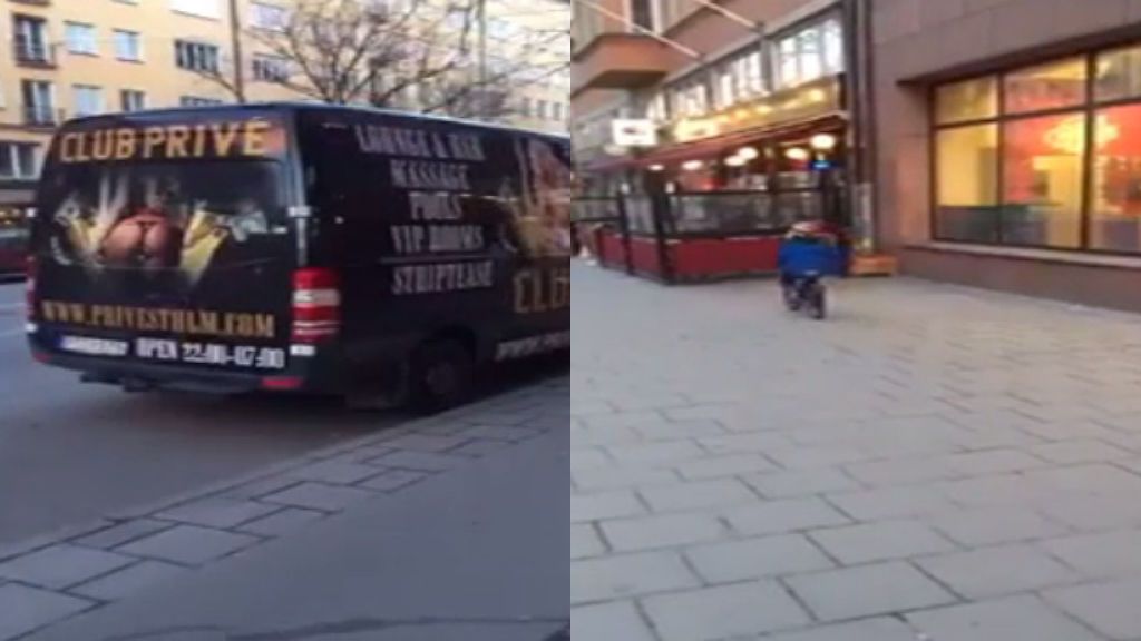 La furgoneta parada que provocó este 'accidente' a varios metros de distancia