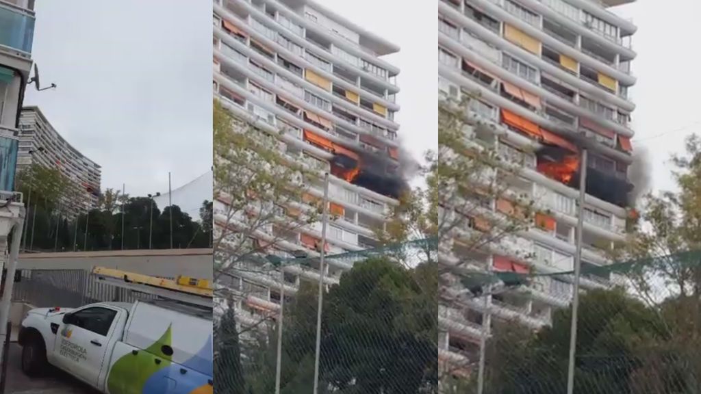 Diez desalojados y tres bomberos heridos tras un incendio en un edificio en Alicante