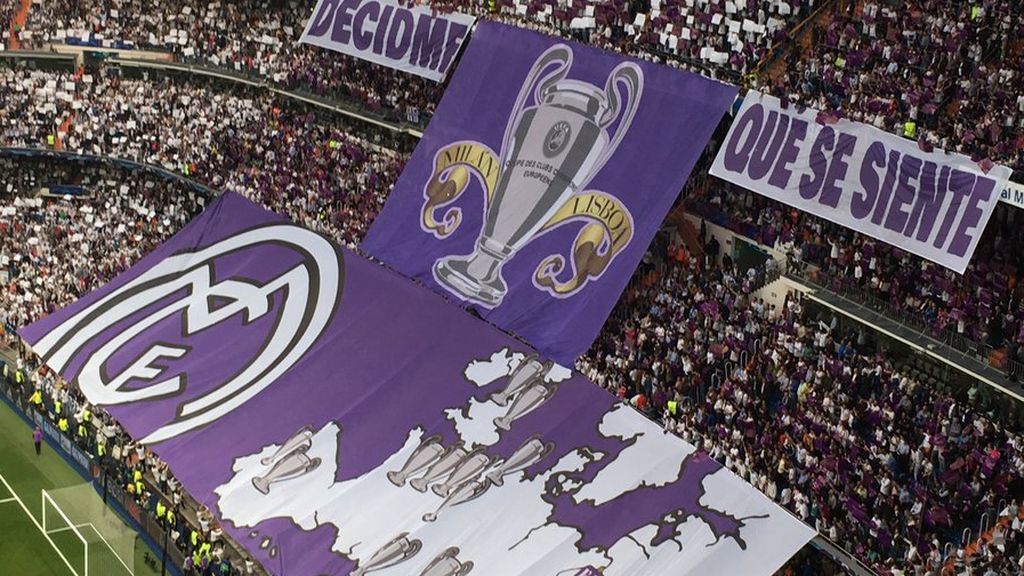 El tifo del Bernabéu: recordando Milán y Lisboa ante el Atlético de Madrid El tifo del Bernabéu: recordando Milán y Lisboa ante el Atlético de Madrid