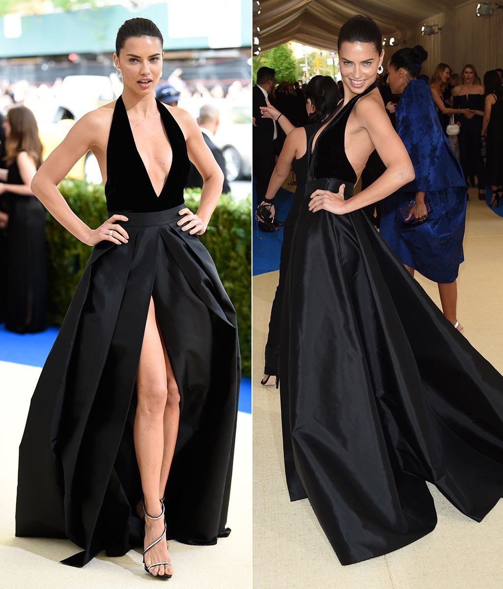 Adriana Lima de negro y con falda voluminosa