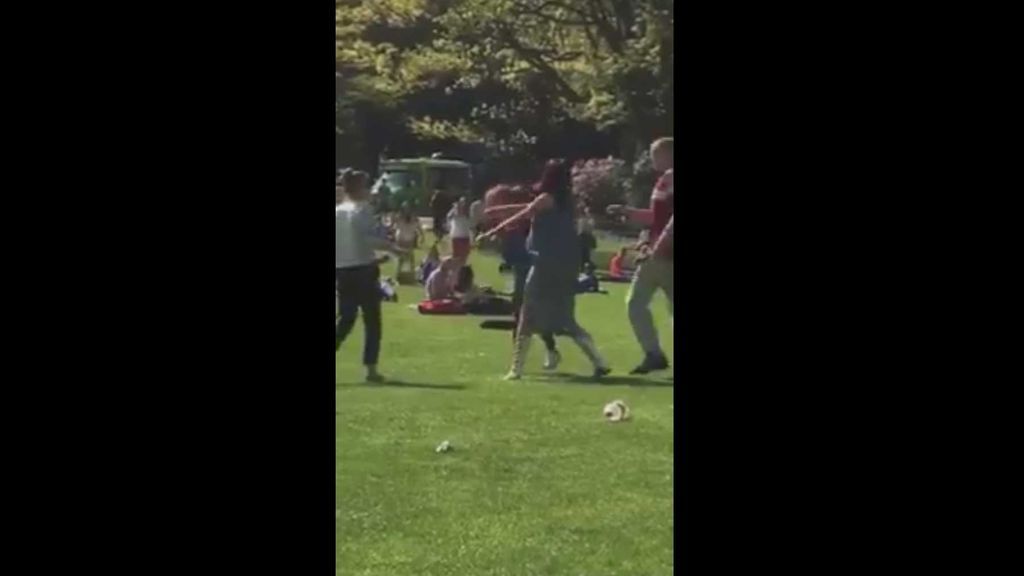 Una joven golpea a la gente sin control en un parque: “Era como si estuviera poseída”
