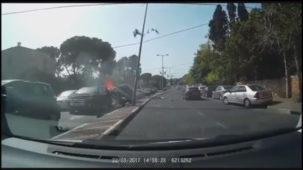 Impresionante accidente de tráfico en Israel
