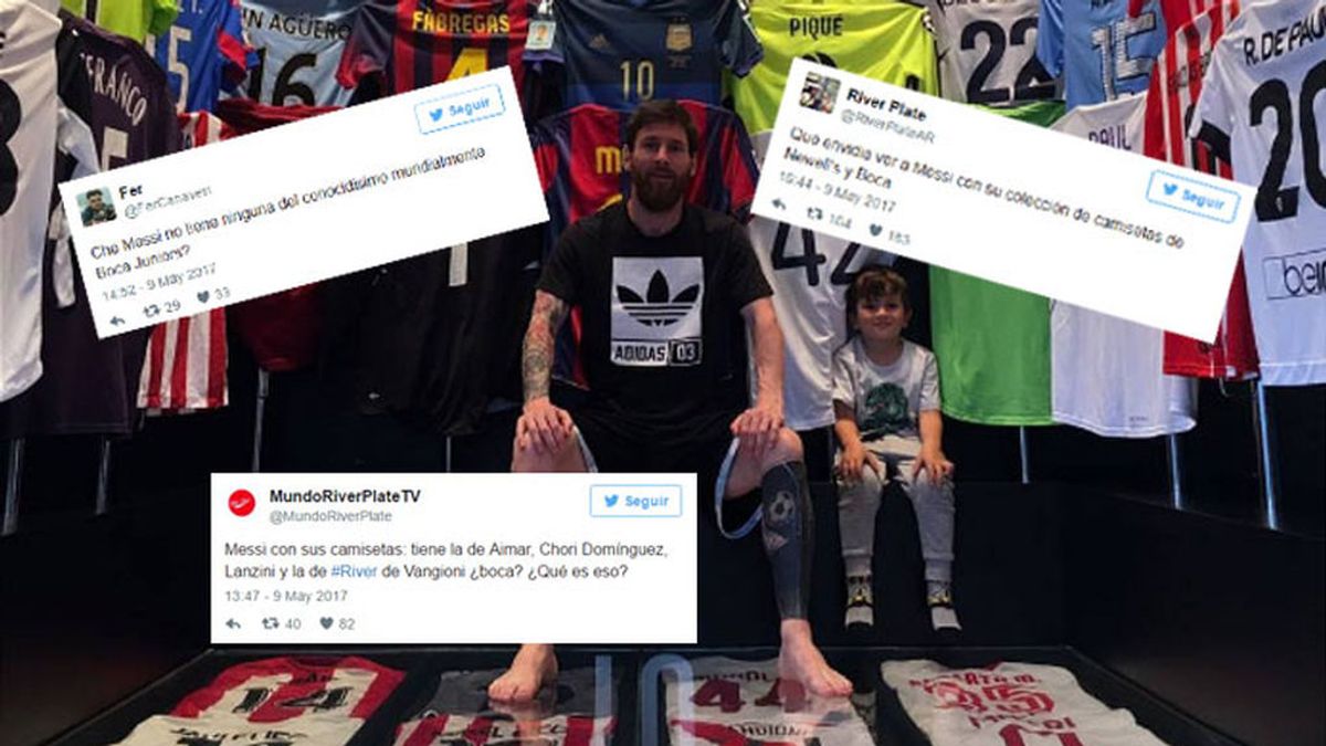 Los fans de River se cachondean de que Messi no tenga ninguna camiseta de Boca