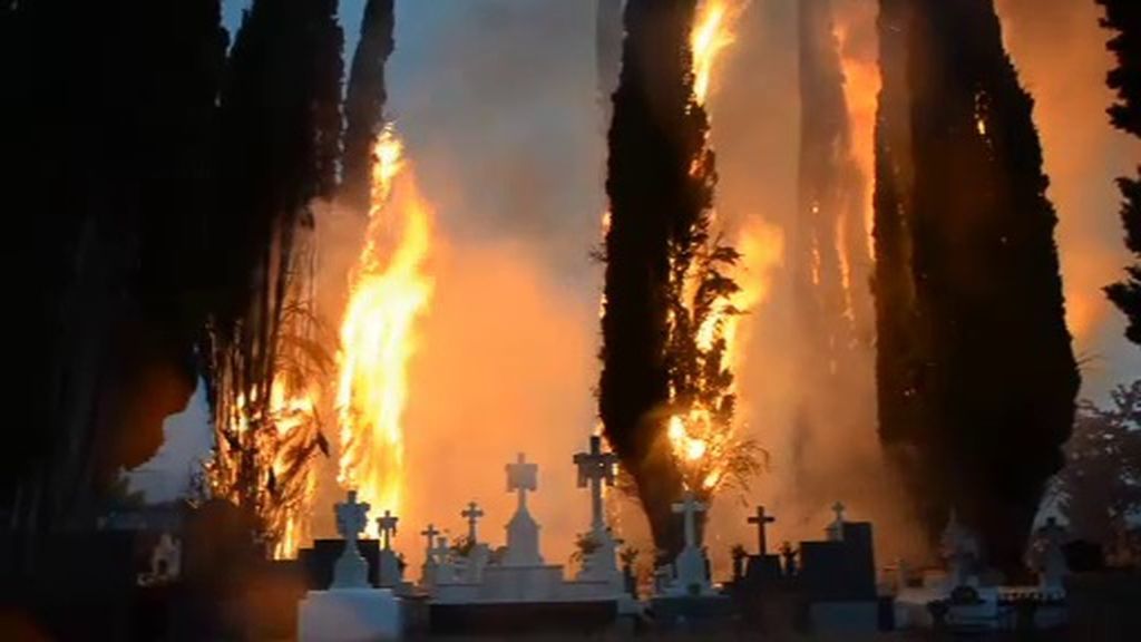 El incendio infernal que quemó un cementerio