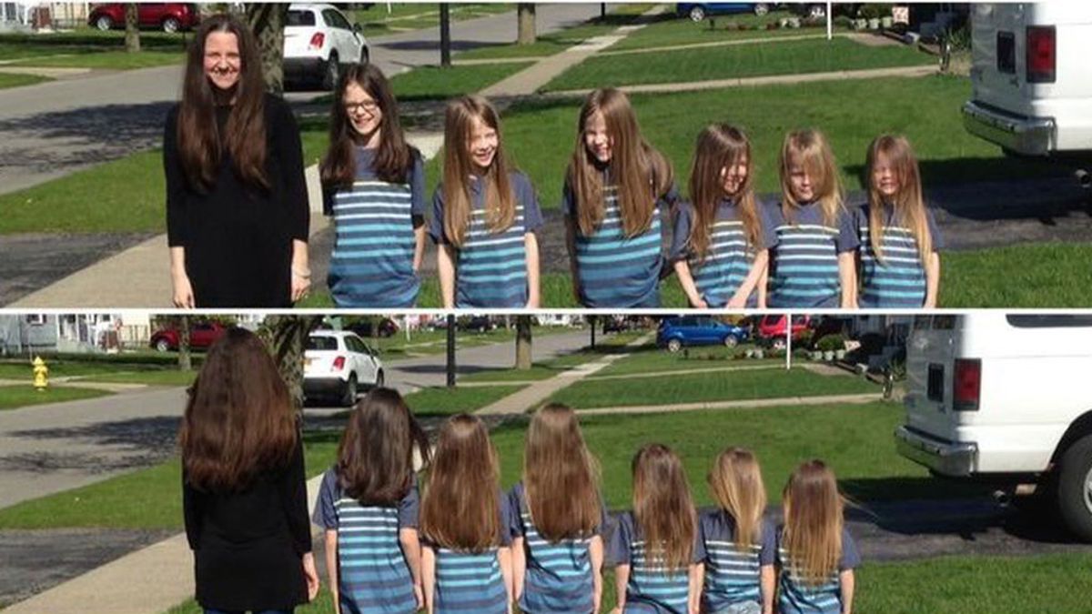 La emocionante razón por la que una madre y sus seis hijos dejaron crecer su pelo