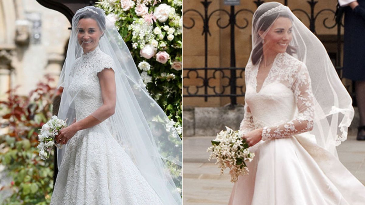 Tres diferencias y una similitud de los vestidos de novia de Pippa y Kate Middleton