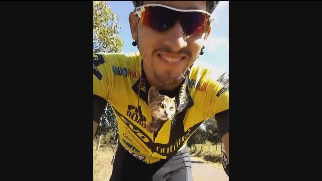 El gesto de un ciclista con un gatito que ha conmovido a las redes