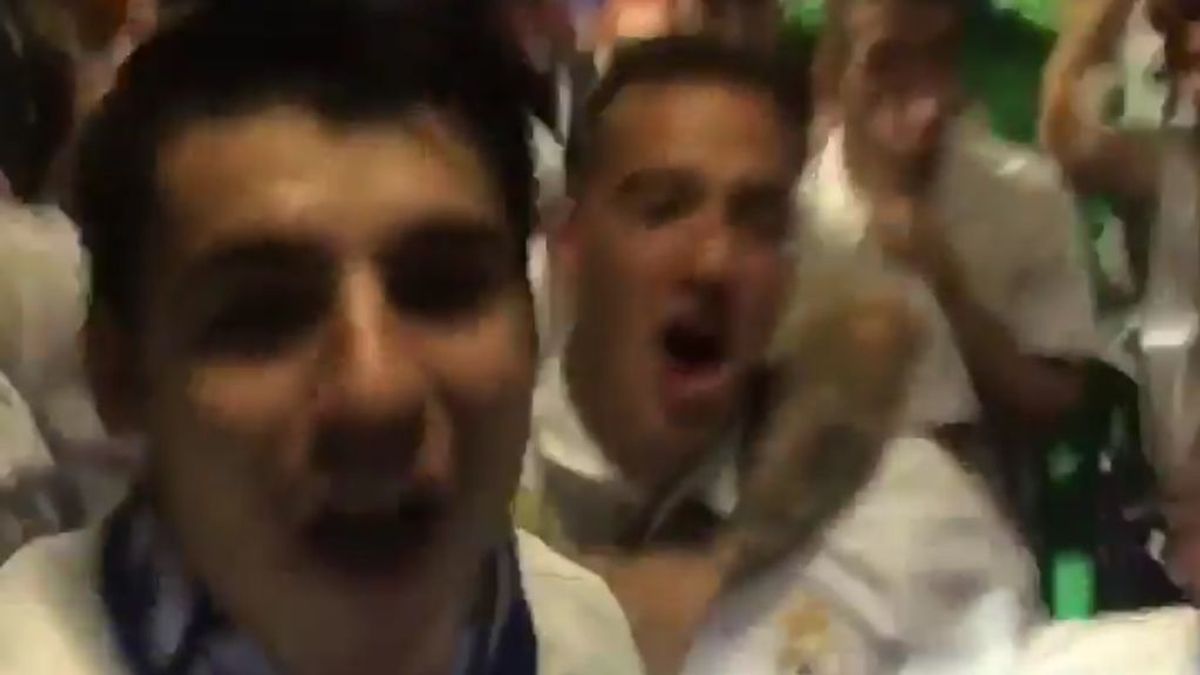 Morata cuela a sus seguidores en la fiesta del Real Madrid en el vestuario