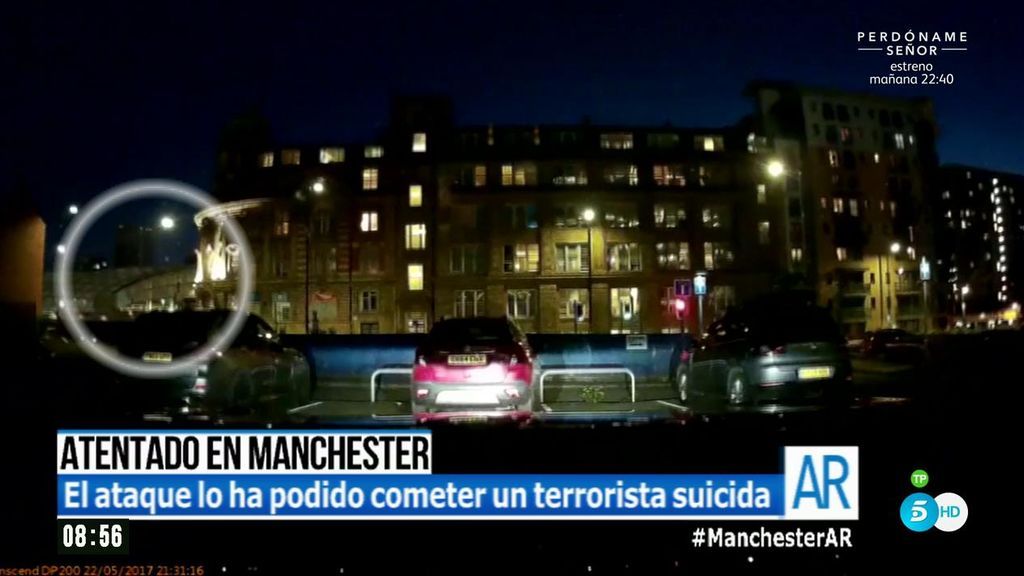 La cámara de un coche captó el momento de la explosión en Manchester