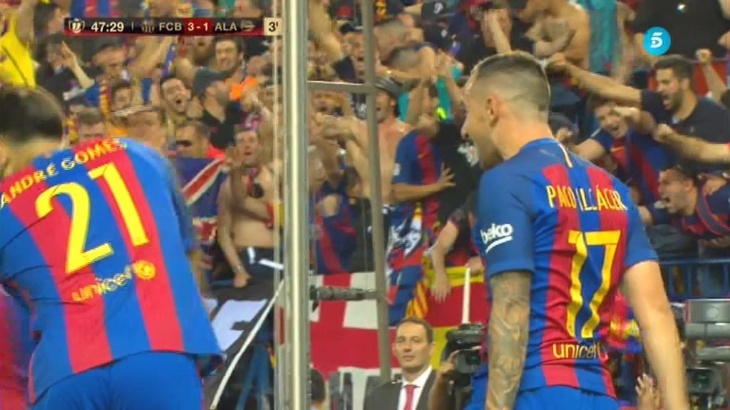 Jugadón de Messi para que Paco Alcácer encarrile la final antes del descanso (3-1)