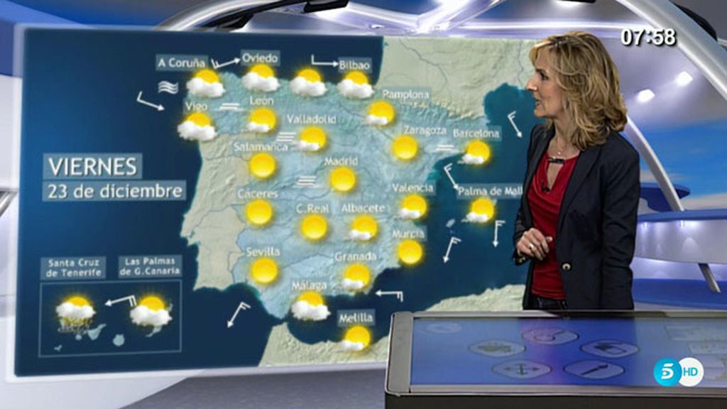 Nubes y niebla en casi todo el país, sol a partir del viernes hasta después de Navidad