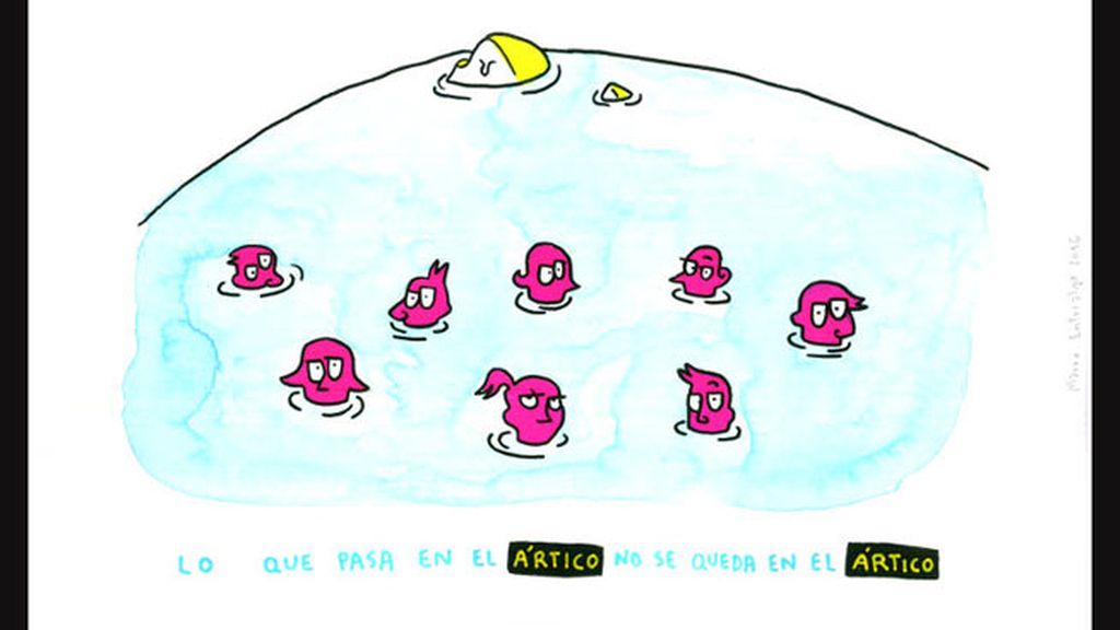 Mauro Entrialgo compara el Ártico con una piscina en su dibujo