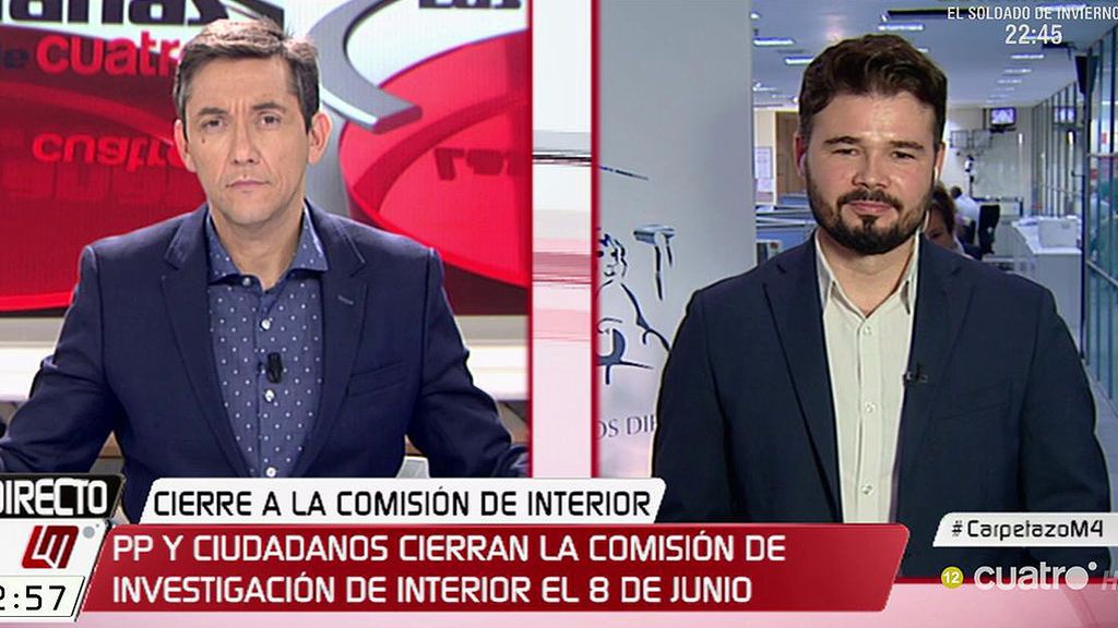 Gabriel Rufián: “PP, C’s y PSOE están como locos por cerrar la comisión de Interior”