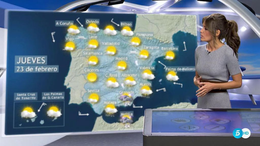 Lluvia en el sur, Levante en el Estrecho y una novedad: termómetros por las nubes