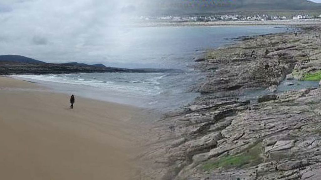 Antes y después de la playa de Irlanda