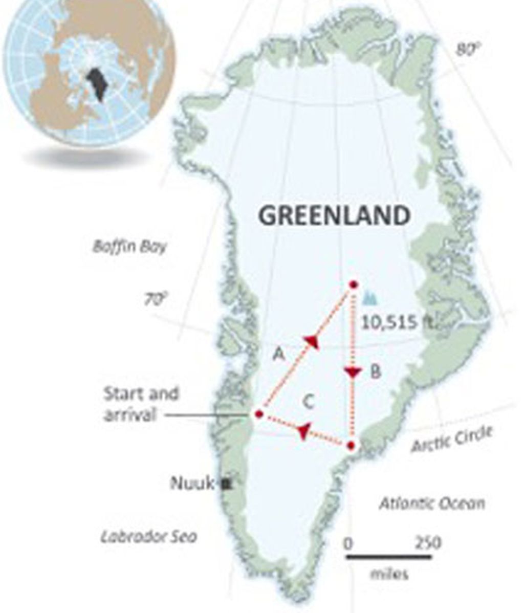 mapa trineo groenlandia