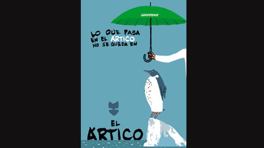 Miguel Gallardo ilustra el descenso del hielo en el Ártico junto al lema de la campaña