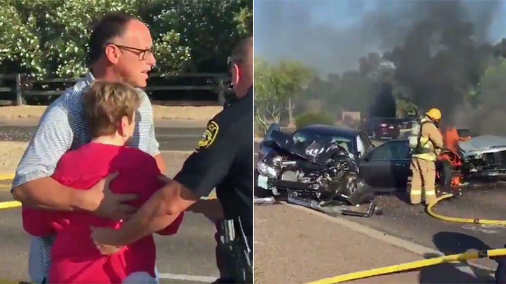 Ex jugador de béisbol y héroe… ¡Arriesga su vida para sacar una mujer de un coche en llamas!