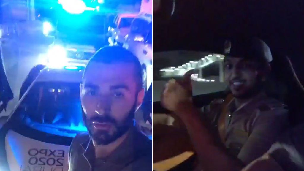 Benzema disfruta de sus vacaciones con la policía de Dubai