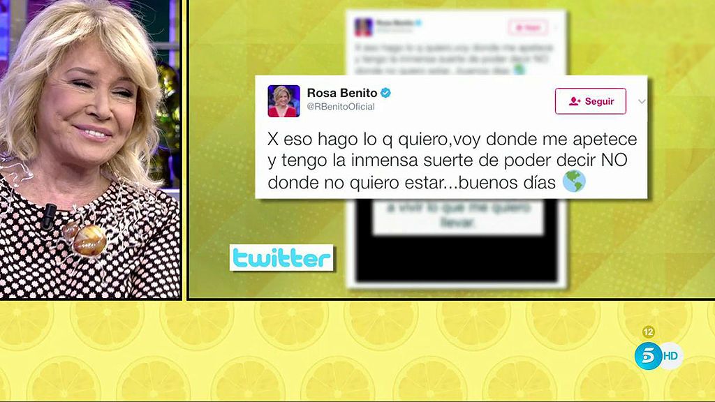 Rosa Benito y sus indirectas a Mila Ximénez en Twitter