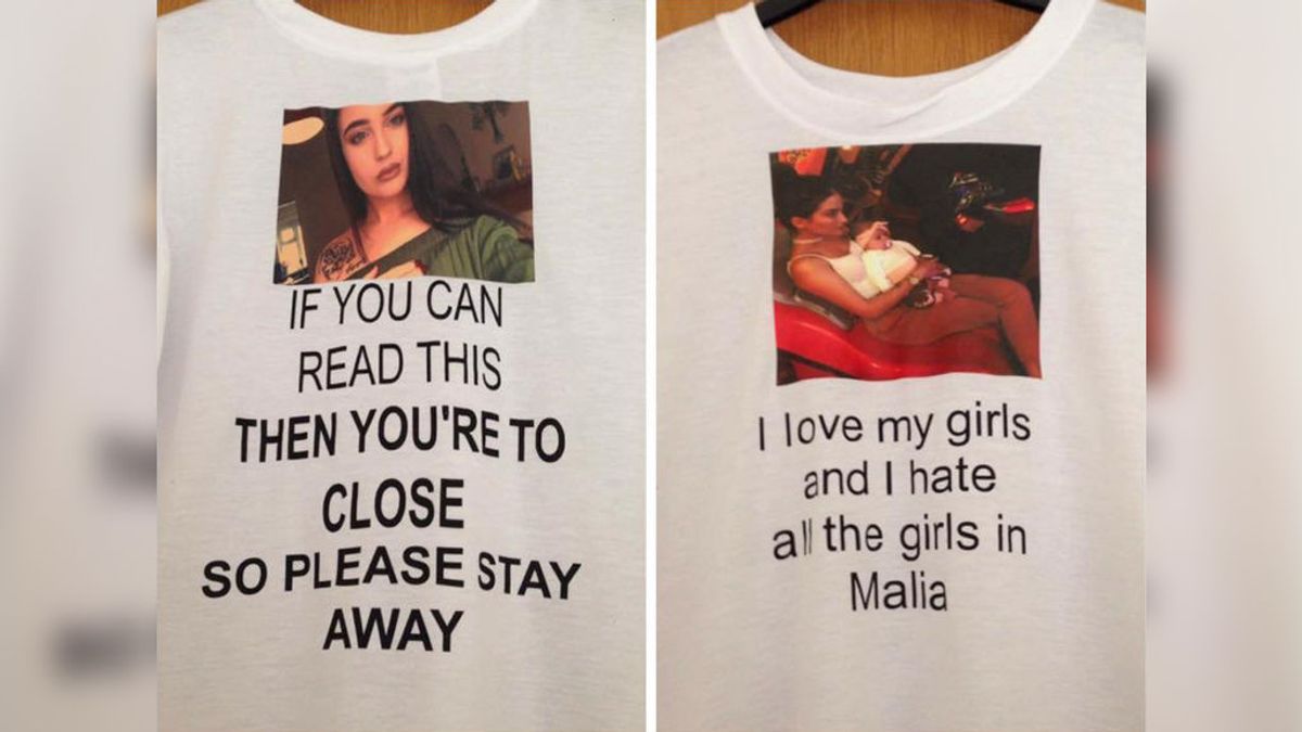 Le hace una camiseta a su novio para advertir a las mujeres de que no se acerquen a él