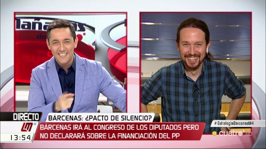 Iglesias, sobre si hay pacto de silencio entre el PP y Bárcenas: "Yo creo que sí"