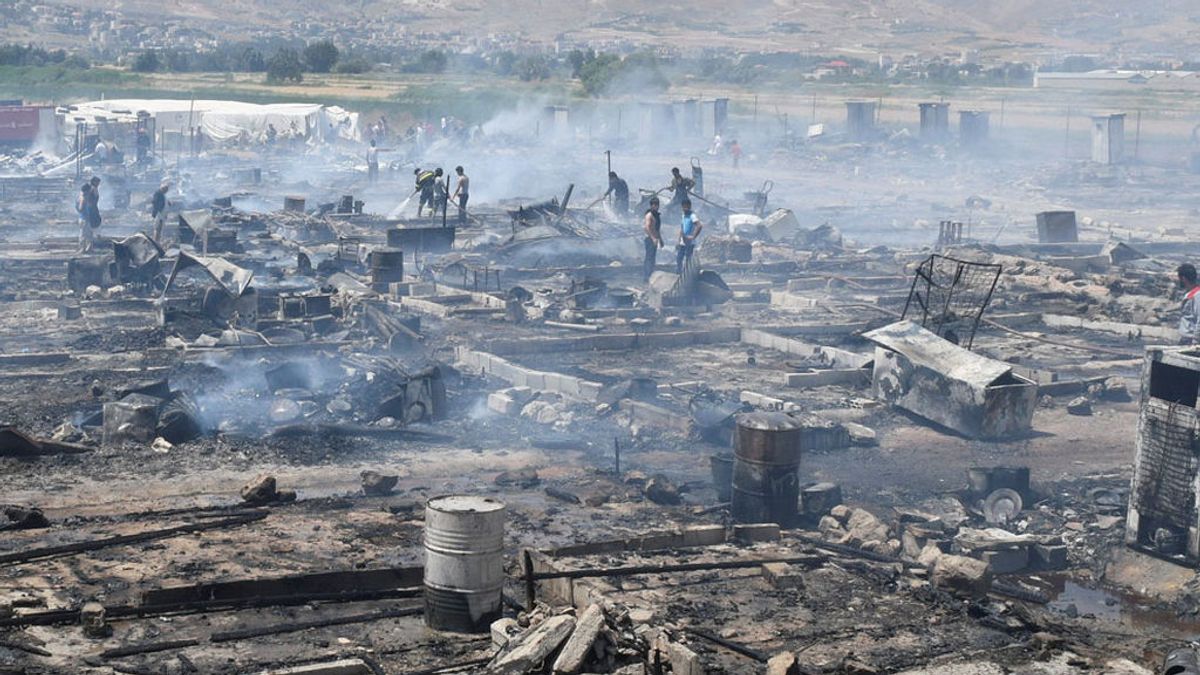 Incendio de un campo de refugiados en Líbano