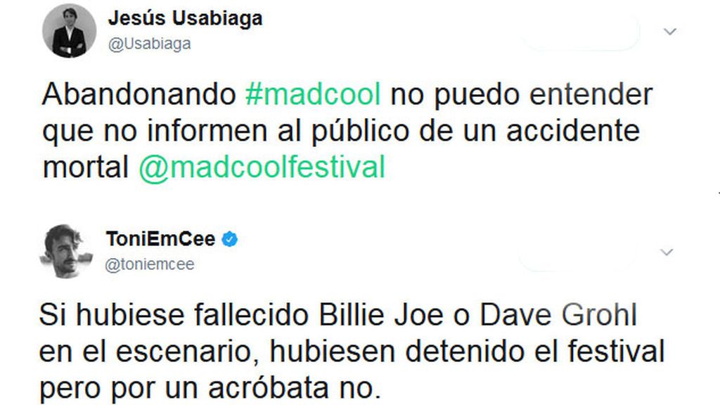 Las redes sociales critican a la organización del Mad Cool tras el accidente Las redes sociales critican a la organización del Mad Cool tras el accidente