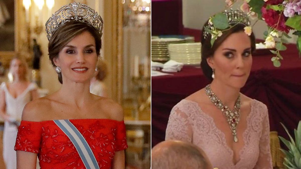 Recogido y tiara: Letizia Ortiz y Kate Middleton, duelo estilístico compartiendo plano sin querer