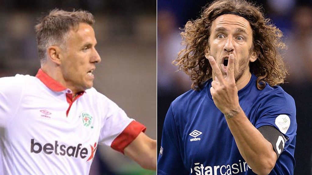 Puyol le pide perdón a Neville por su brutal entrada y nadie en Twiiter le cree