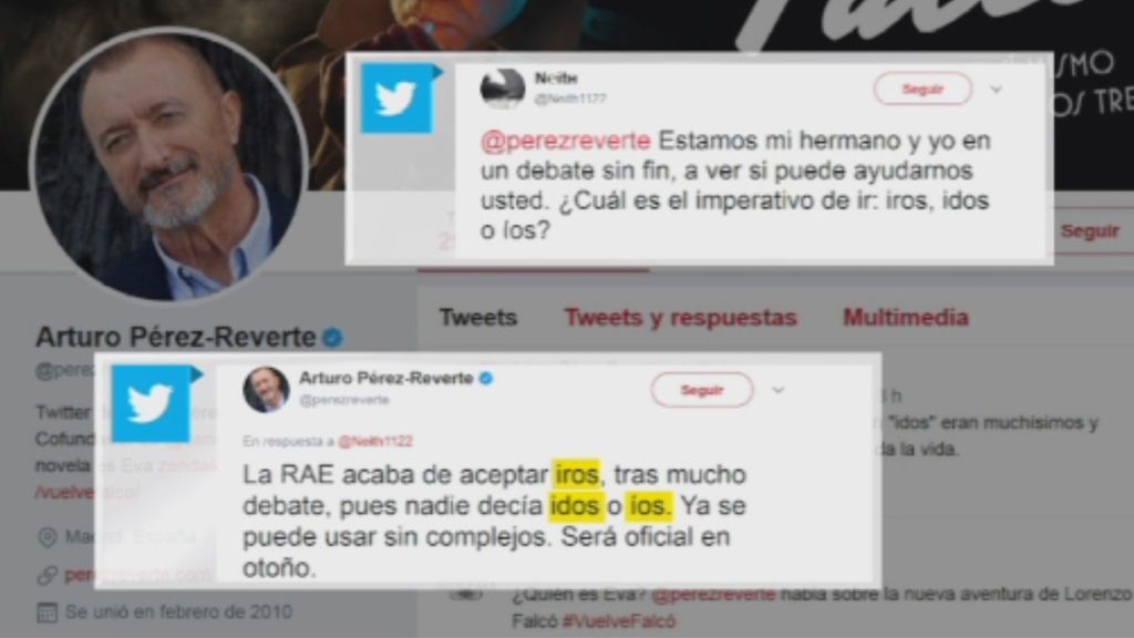 Pérez-Reverte adelanta que la RAE aceptará 'iros' como imperativo del verbo ir