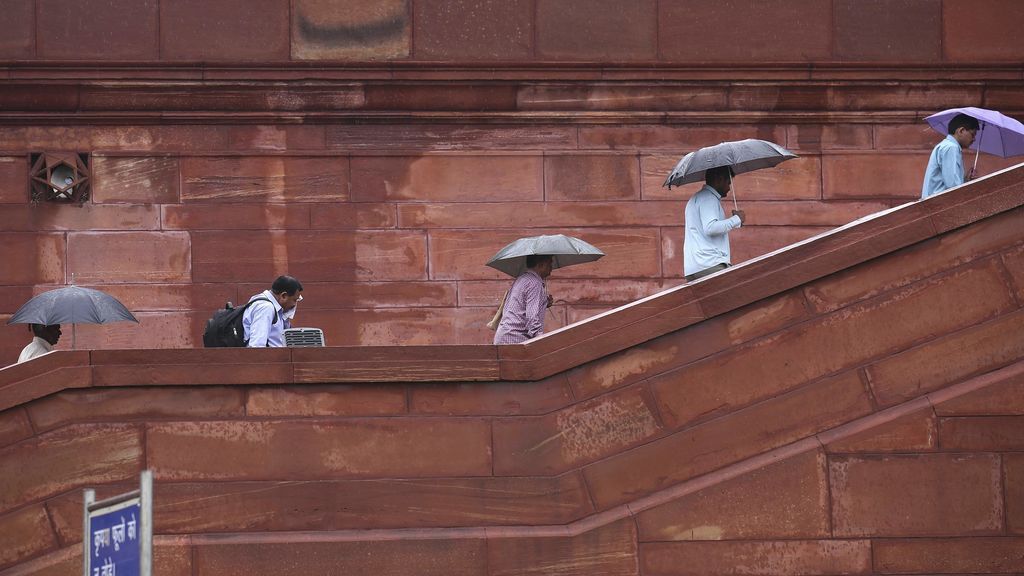 Lluvias monzónicas en Nueva Delhi