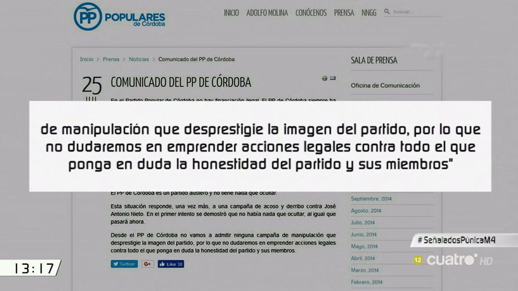 El Partido Popular de Córdoba niega que hayan tenido financiación ilegal