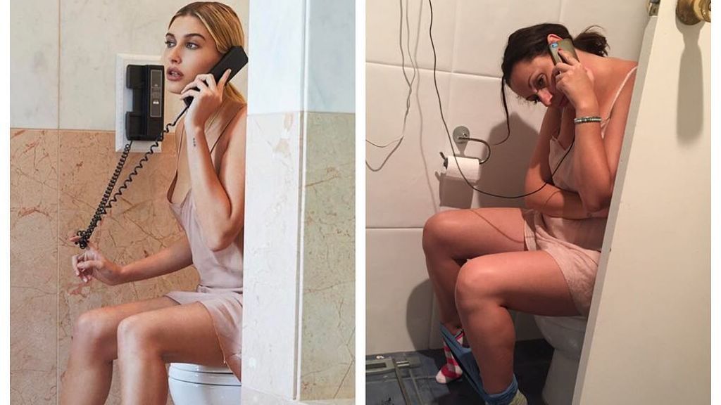 Barber imitando en el baño a Hailey Baldwin