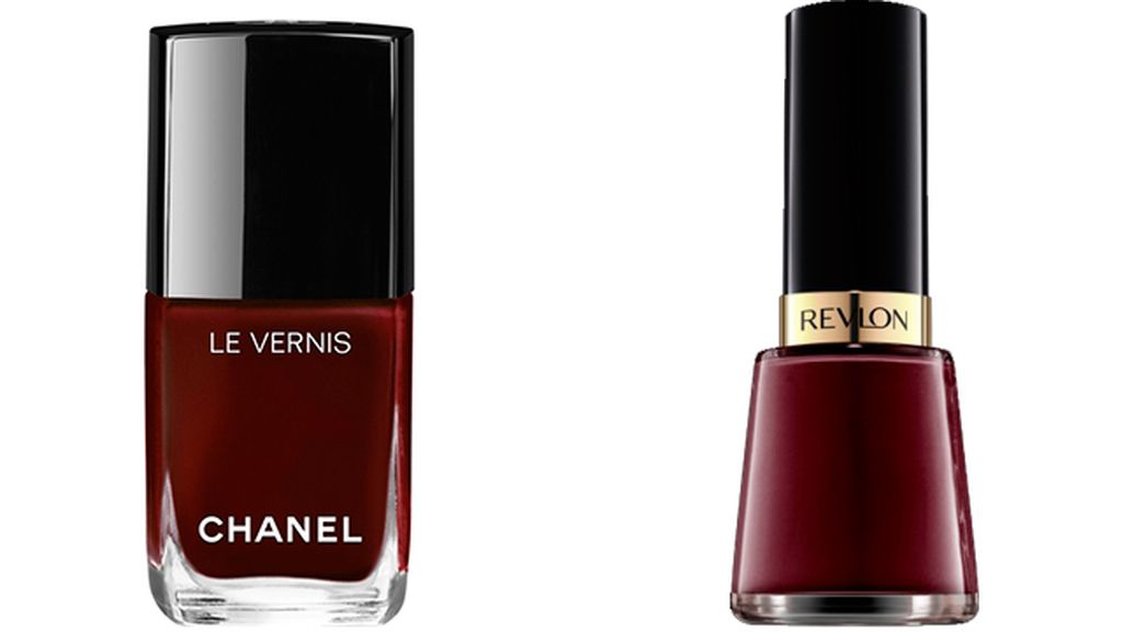 Laca de uñas Rouge Noir de Chanel (27 euros) y Vixen de Revlon (4 euros)