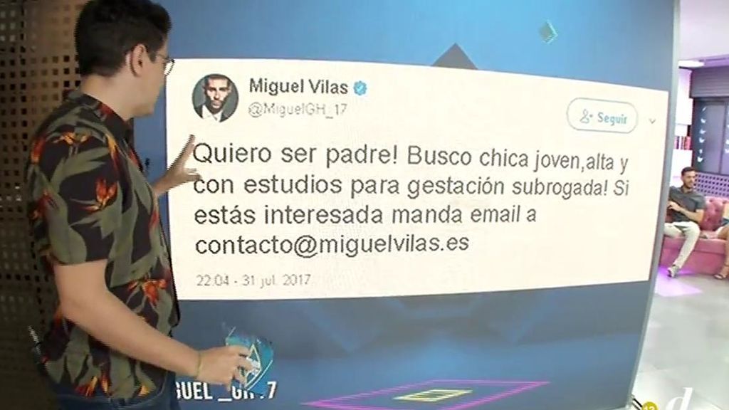 La última de Miguel (‘GH 17’): ¡Busca un vientre de alquiler por Twitter!