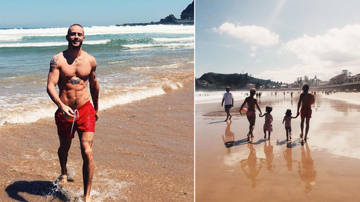 Patatas fritas y almendrados: Pelayo Díaz se salta la dieta en la playa con sus sobrinos