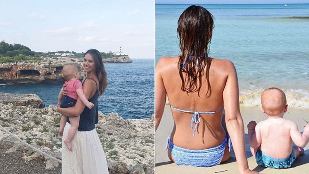 Helen Lindes y Alan, primeros días de playa para el pequeño en Mallorca