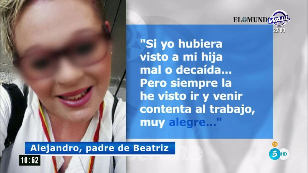 Padre de la auxiliar del hospital de Alcalá: "Mi hija es incapaz de hacer eso, es inocente"