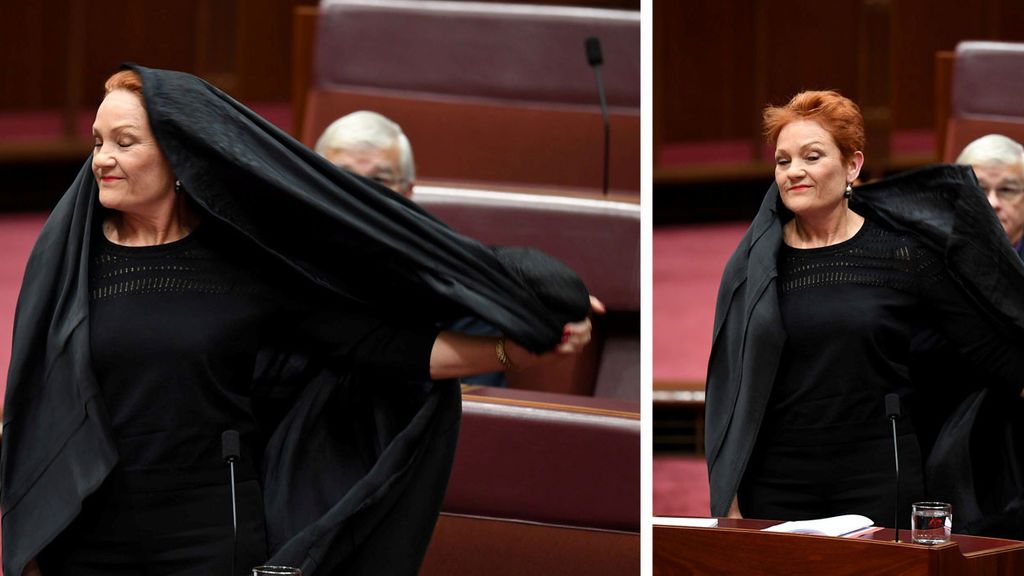 Una senadora australiana, con burka en el pleno del Parlamento