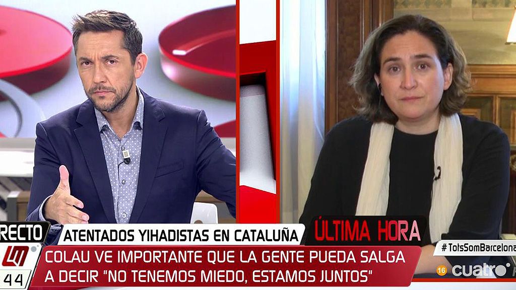 Ada Colau: “Lo que quieren estos cobardes es que quienes creemos en la democracia nos asustemos y desconfiemos”