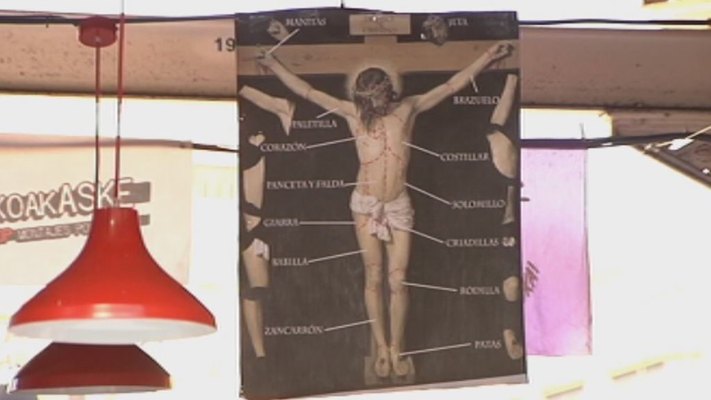 Polémica por una imagen con el “despiece de Jesucristo” en una caseta de Bilbao