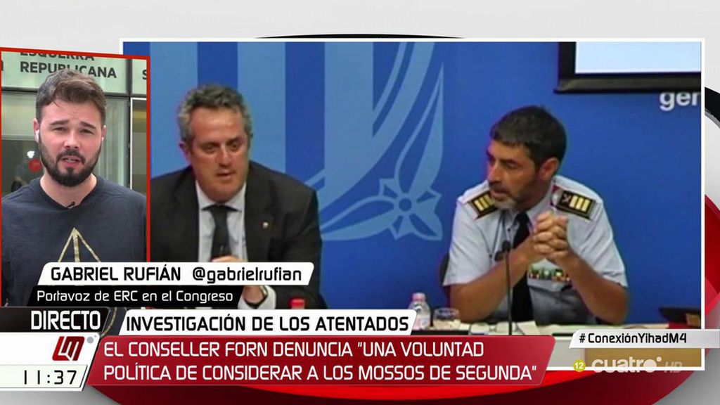 Gabriel Rufián denuncia que a los Mossos se les trate como "policía de segunda"